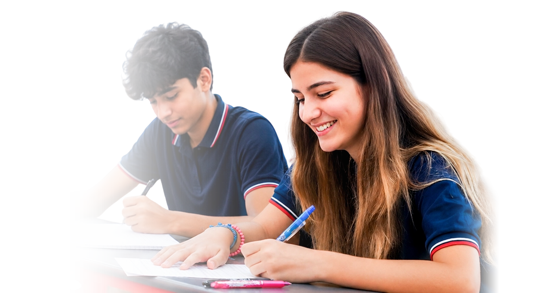 Students learning English together